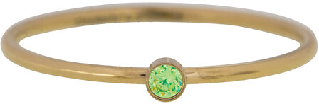 Charmin&#039;s Birthstone Ring August Licht Groene Steen Goldplated R688/KR97