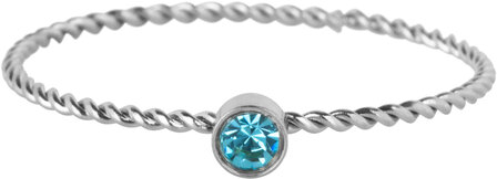 Charmin&#039;s Gedraaide Birthstone ring Licht Blauw Kristal Staal R1454