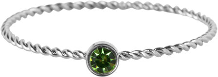 Charmin&#039;s Gedraaide Birthstone Ring Donker Groen Kristal Staal R1448