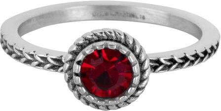 Charmin&#039;s Ring Birthstone Januari Garnet Rode Kristal Staal Iconic Vintage R1521