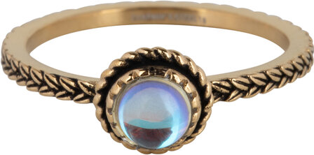 Charmin&#039;s Goudkleurige Ring Birthstone Juni Maansteen Kristal Staal Iconic Vintage R1102