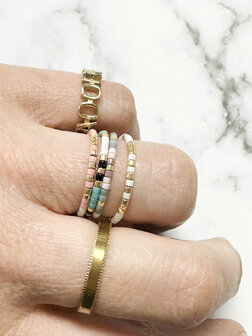 Charmin&#039;s Miyuki Perles Or Noir Anxi&eacute;t&eacute; Fidget Ring R1537