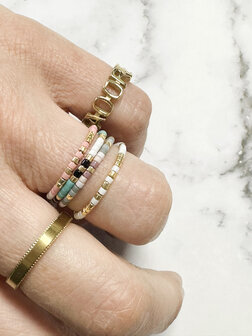 Charmin&#039;s Miyuki Beads Gold Pastell Angst Fidget Ring R1538