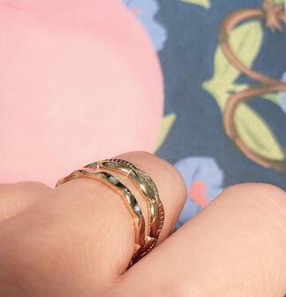 Charmins Ring Kaurimuscheln Muscheln Gold Steel R1247