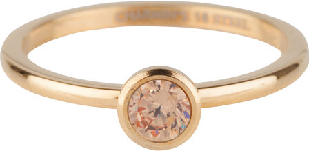 Bague Or Charmin&rsquo;s Pierre de Naissance Novembre Brun Champagne Cristal Acier Iconique R1042