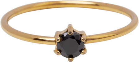 Charmin&#039;s Goudkleurige Ring Rond Zwart Steentje Crystal R1712 &ndash; Grafisch Statement