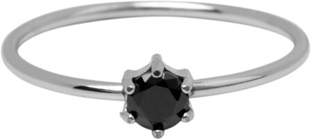 Charmin&#039;s Stalen Ring Rond Zwart Steentje Crystal R1702 &ndash; Stoer &amp; Stijlvol