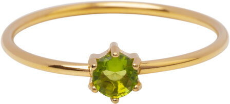 Charmin&#039;s Goudkleurige Ring Rond Lichtgroen Steentje Crystal R1710 &ndash; Frisse Glimlach