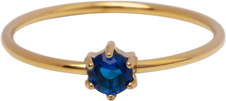 Charmin&#039;s Goudkleurige Ring Rond Donkerblauw Steentje Crystal R1708 &ndash; Chique Contrast
