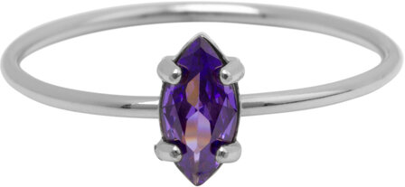 Charmin&#039;s Stalen Ring met Ellipsvormig Lila Kristal Steentje R1677 &ndash; Zachte Kleur