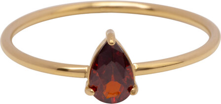 Charmin&#039;s Goudkleurige Ring met Druppelvormig Ruby Rood Kristal Steentje R1746 &ndash; Passievol Rood 