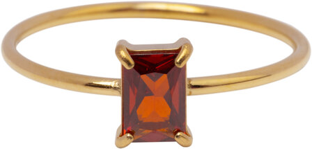 Charmin&#039;s Goudkleurige Ring Rechthoekig Ruby Rood Steentje R1726 &ndash; Koninklijke Look 