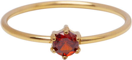 Charmin&#039;s Goudkleurige Ring Rond Ruby Rood Steentje Crystal R1706 &ndash; Glamour Touch