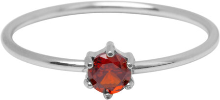 Charmin&#039;s Stalen Ring Rond Ruby Rood Steentje Crystal R1696 &ndash; Vurig Accent