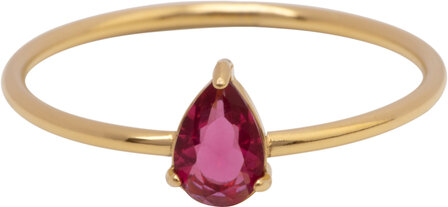 Charmin&#039;s Goudkleurige Ring met Druppelvormig Roze Kristal Steentje R1745 &ndash; Romantisch Detail 