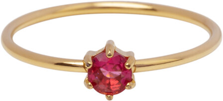 Charmin&#039;s Goudkleurige Ring Rond Roze Steentje Crystal R1705 &ndash; Zoet &amp; Chic