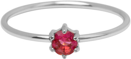 Charmin&#039;s Stalen Ring Rond Roze Steentje Crystal R1695 &ndash; Zacht &amp; Vrouwelijk