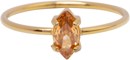 Charmin&#039;s Goudkleurige Ring met Ellipsvormig Champagne Kristal R1684&ndash; Warm en Elegant