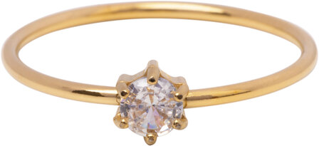 Charmin&#039;s Goudkleurige Ring Rond Wit Steentje Crystal R1703 &ndash; Klassieke Sprankel