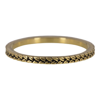 Charmin&rsquo;s goudkleurige stapelring R448 Braids goldplated staal