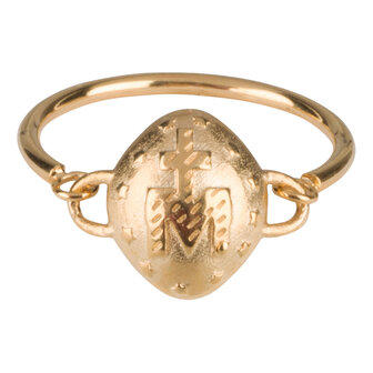Charmin&rsquo;s goudkleurige stapelring R648 Holy Mary goldplated staal