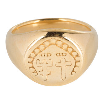 Charmin&rsquo;s goudkleurige zegelring R683 Royal goldplated staal