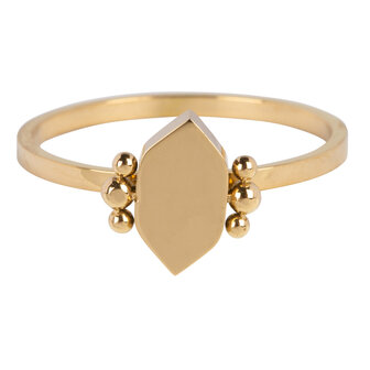 Charmin&rsquo;s goudkleurige zegelring R713 Modern Hexagon goldplated staal
