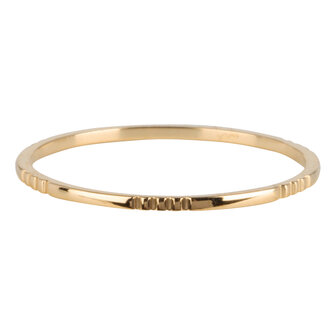 Charmin&rsquo;s goudkleurige stapelring R738 Small Basics 6 triple engravings goldplated staal