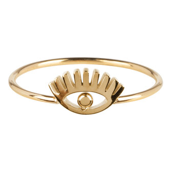 Charmin&rsquo;s goudkleurige stapelring R762 Lashes goldplated staal