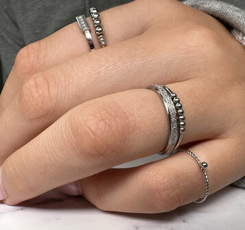 Charmin&#039;s Smalle Ring Gedraaid met Bolletje Steel R524/KR95