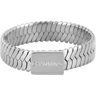 Charmin&rsquo;s Plat Gevlochten Ring Met Plaatje 5MM Staal R1487