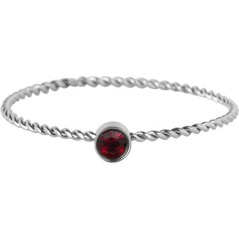 Charmin&#039;s Twisted Birthstone Ring Red Crystal Steel R1458