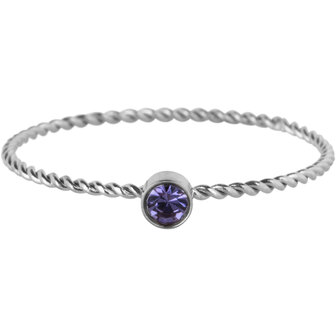 Charmin&#039;s Twisted Birthstone Ring Lilac Purple Crystal Steel R1452