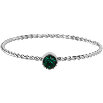 Charmin&#039;s Gedraaide Birthstone Ring Donker Groen Kristal Staal R1448