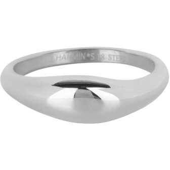Charmin&#039;s Moderne Asymmetrische Zegelring Ovaal Staal R1368