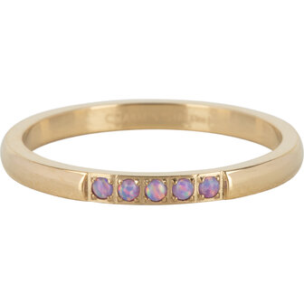 Memoire Ring Ring Paars Opaal 5 steentjes Goudkleurig R1130