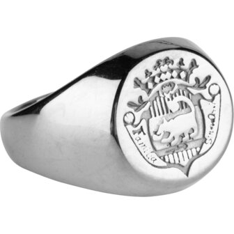 Charmin&#039;s UNI Men&#039;s and Women&#039;s Signet Ring Familia Supra Omnia Steel R999
