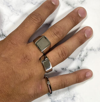 Charmin&#039;s UNI Men&#039;s Signet Ring Oblong Steel R965