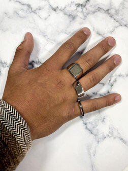 Charmin&#039;s UNI Men&#039;s Signet Ring Oblong Steel R965