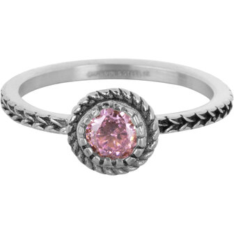 Charmin&#039;s Ring Geburtsstein Oktober Pink Crystal Steel Iconic Vintage R1530