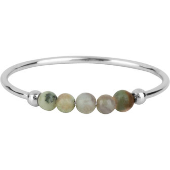 Charmins Angst Ring Natursteine ​​Afrikanischer T&uuml;rkis Perlen Stahl R1306