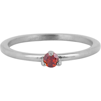 Charmin&rsquo;s Driehoek Solitair Ring Rode Steen Staal R1300