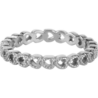 Charmin&rsquo;s Valentijn Love Row of Hearts Shiny steel R1288