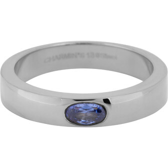 Charmin&rsquo;s Ring Brede Band Ovale Lavendel Blauwe Steen Staal R1228