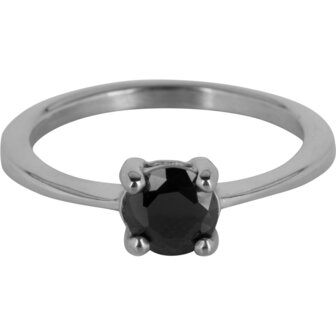 Charmin&rsquo;s Classic Princess Black Ring Staal R1194
