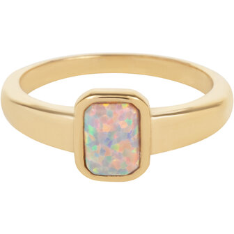 Charmin&#039;s Signet Ring Opal Gold Square R1179