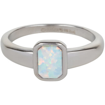 Charmin&#039;s Signet Ring Opal Steel Square R1178