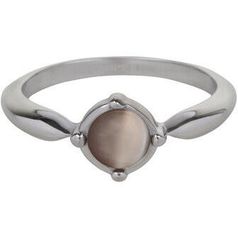 Charmins runder, eleganter, taupefarbener Cateye-Ring Stahl R1170