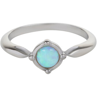 Charmin&#039;s Round Steel Ring with Opal R1163