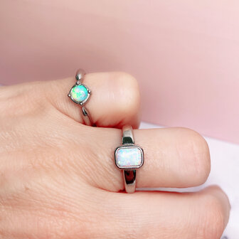 Charmin&#039;s Round Steel Ring with Opal R1163
